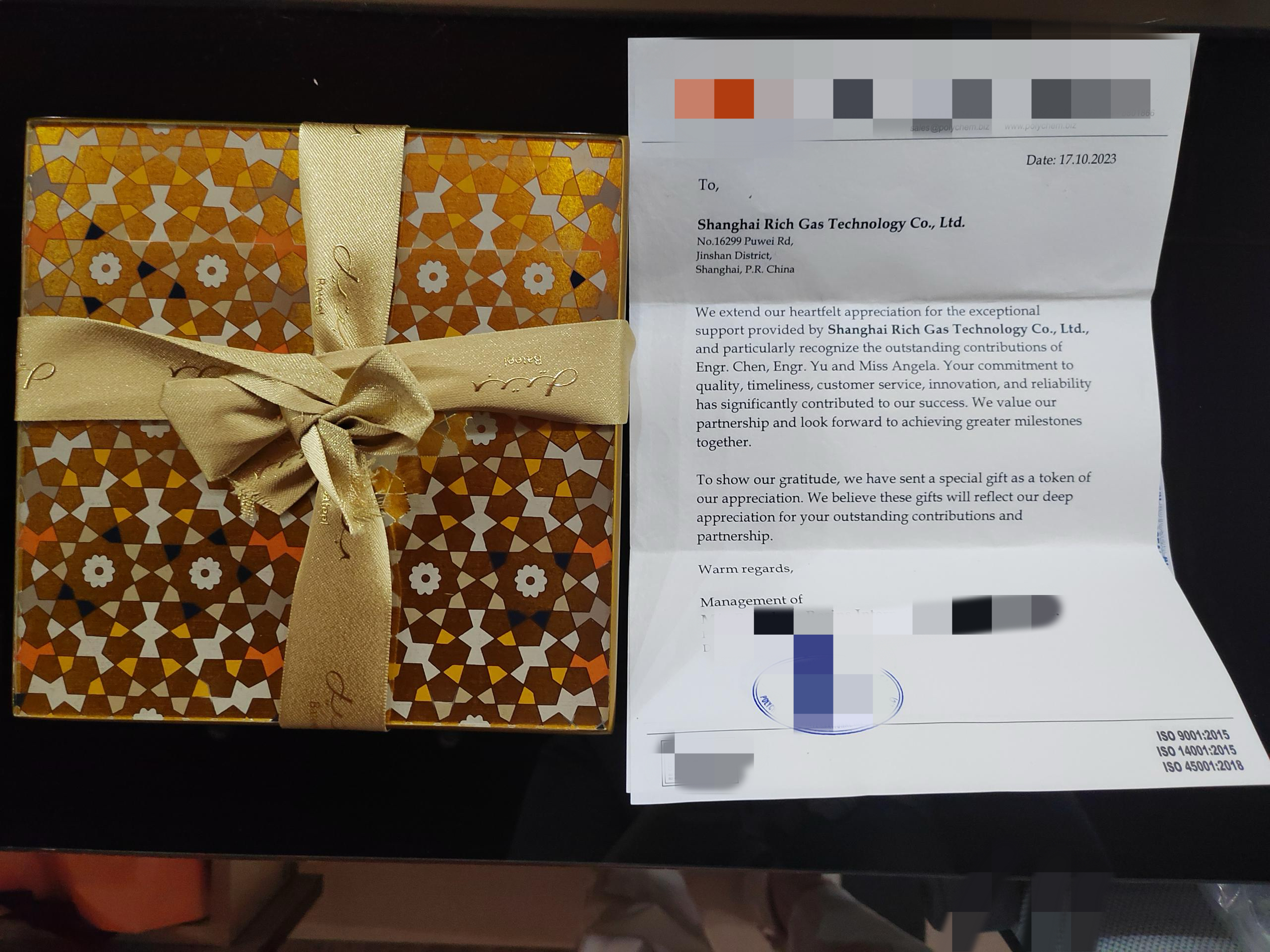 迪拜客戶來信啦，瑞氣制氮機(jī)又又又被表揚(yáng)啦